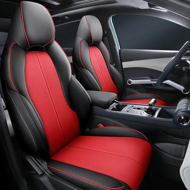 Yuan PLUS car seat cushion cover in grey, showing tailored fit on vehicle seat.
