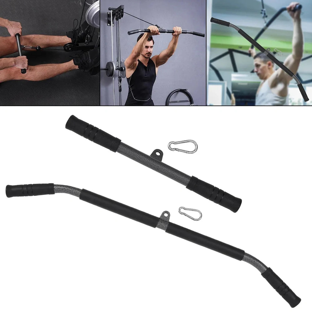 Steel fitness handles with PU grips and EVA padding for cable machine exercises