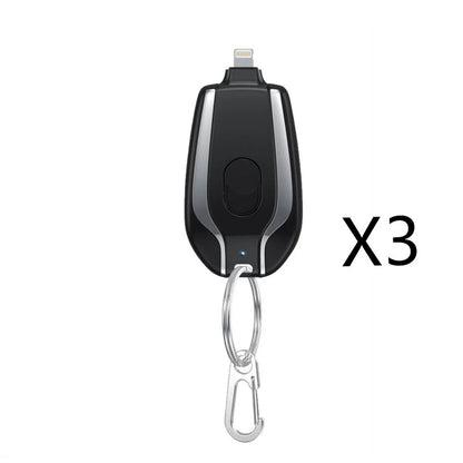 Compact 1500mAh Mini Portable Power Bank with Waterproof Rubber Exterior, Carabiner Clip, and Fast Type-C Charging
