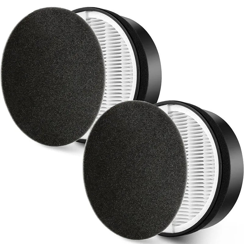 Levoit LV-H132 air purifier replacement filter set measuring 19cm by 19cm by 6.3cm with filter screen and cotton