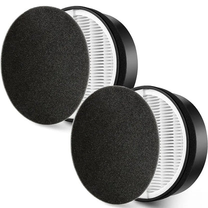 Levoit LV-H132 air purifier replacement filter set measuring 19cm by 19cm by 6.3cm with filter screen and cotton