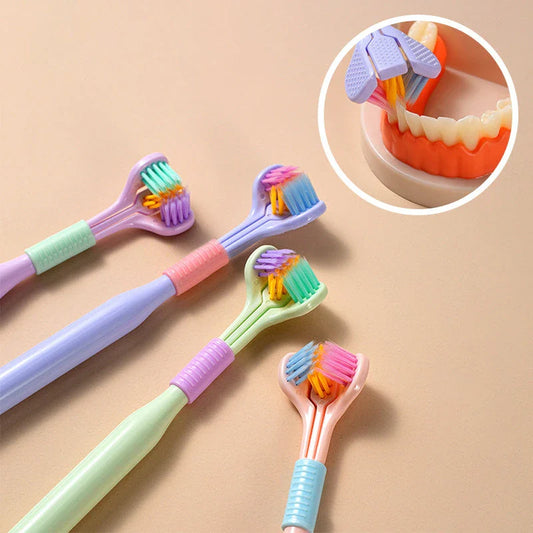 Soft Bristle Tri-Angle Toothbrush with customizable features for deep cleaning and travel convenience