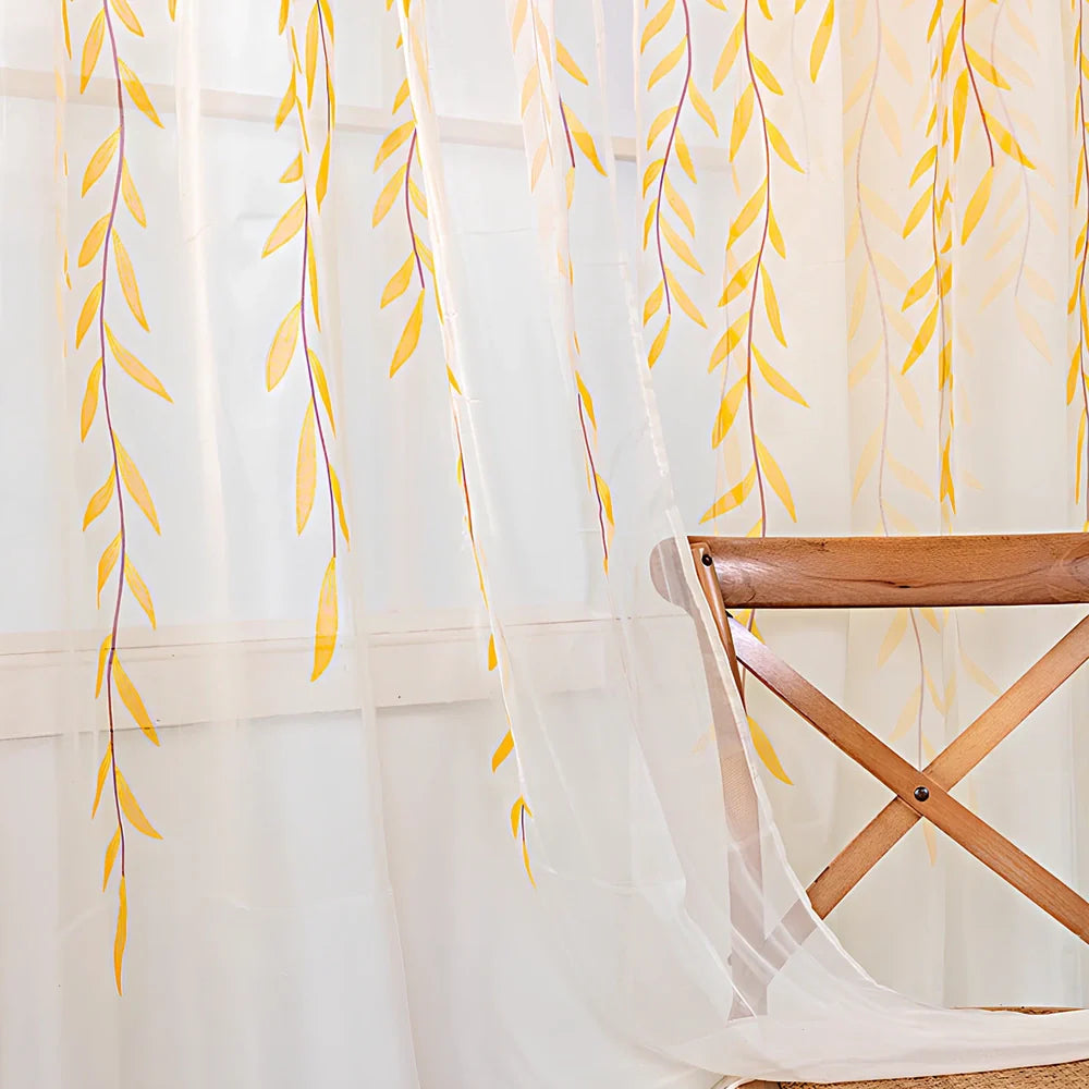 Inverted willow wicker pattern curtain with rod pocket top, polyester fibre construction in green colour option