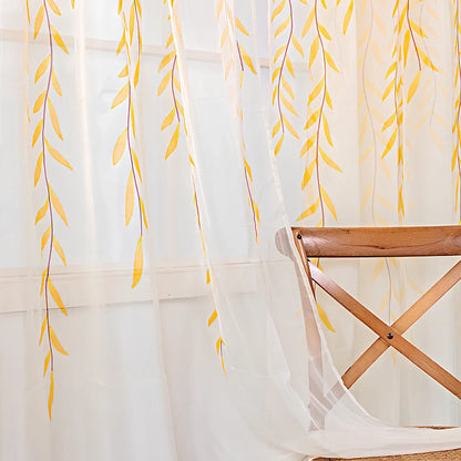 Inverted willow wicker pattern curtain with rod pocket top, polyester fibre construction in green colour option