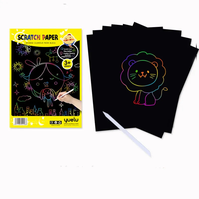 Pack of children's colourful A4 and 16K handmade drawing paper sheets.