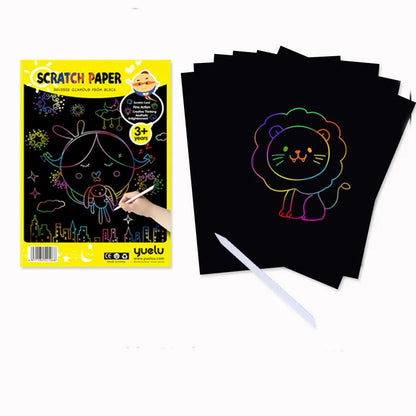 Pack of children's colourful A4 and 16K handmade drawing paper sheets.