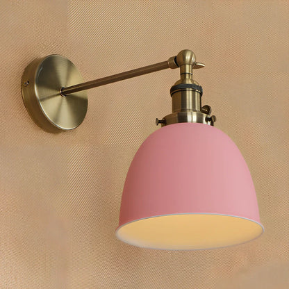 Bedroom light with adjustable iron shade in multiple colour options