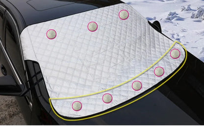 Silver coating car windscreen snow cover with winter plus cotton thick snow block design, waterproof exterior sunshade for sedan and SUV