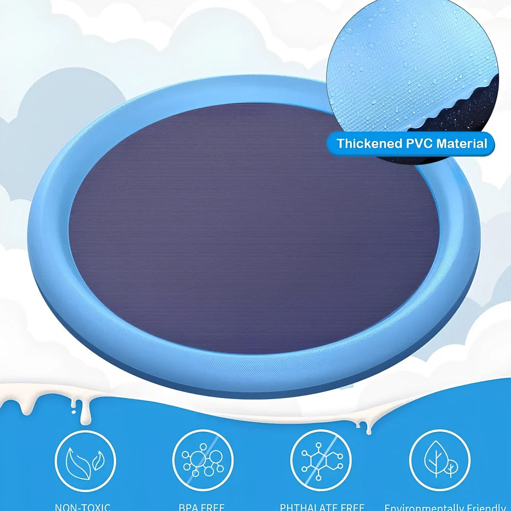 150cm blue non-slip PVC splash pad for kids and pets outdoor water play