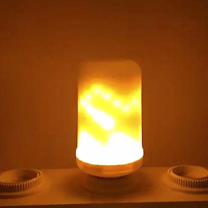 LED flame lamp with realistic 3D flickering effect showing compact 17cm height design