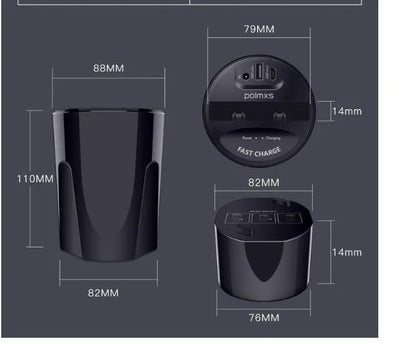 Black X9 car wireless charging cup and base for QI smartphones with Micro USB cable.