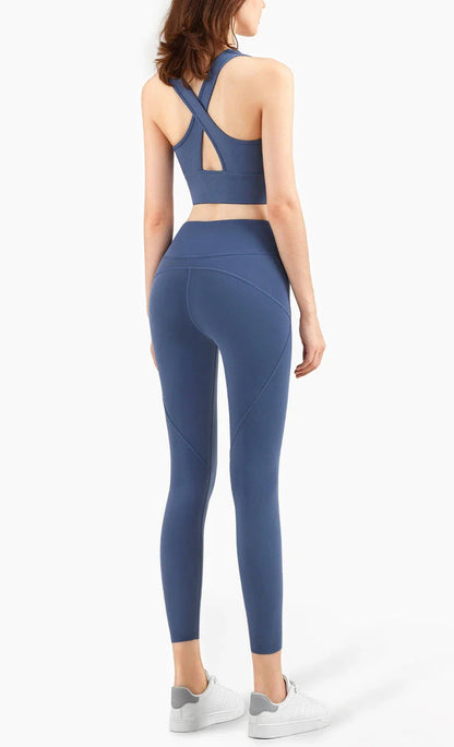 Premium Shock-Absorbing Sports Bra with Stylish V-Back Design for Active Women