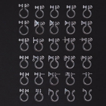 Transparent U-shaped plastic resin ear clip converter for stud earrings, unisex, single piece