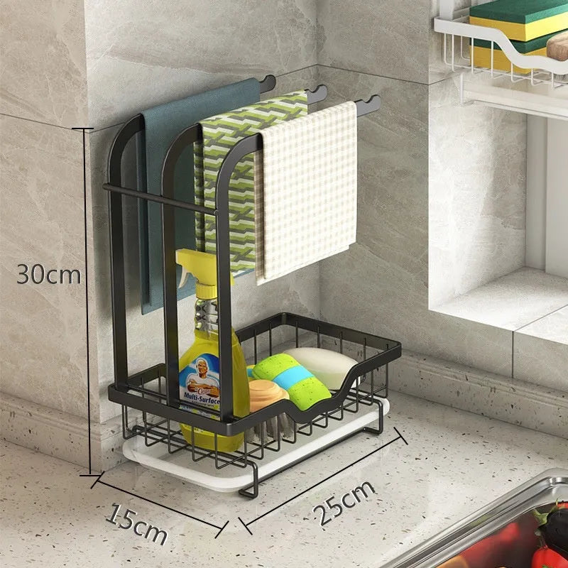 White foldable plastic kitchen storage rack for drying cloths, shown in new Chinese style.