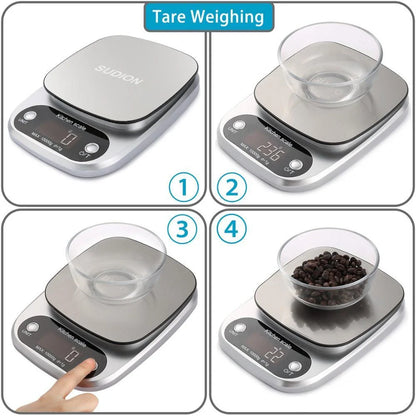 Precision kitchen scale with dual weighing modes for accurate cooking and baking