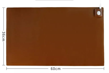 Two-stage Heating Desk Pad in black or pink, featuring quick warmth and waterproof design