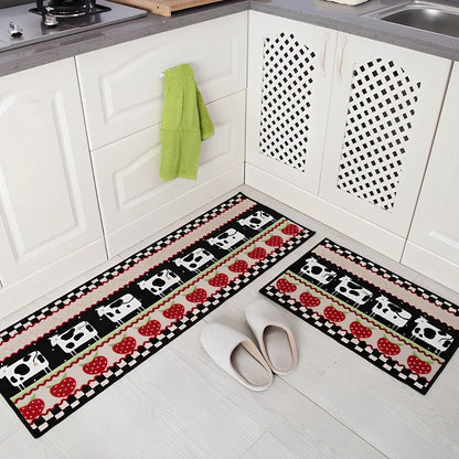 Kitchen non-slip mat with 10mm thickness showing textured surface and water-absorbent sponge lining