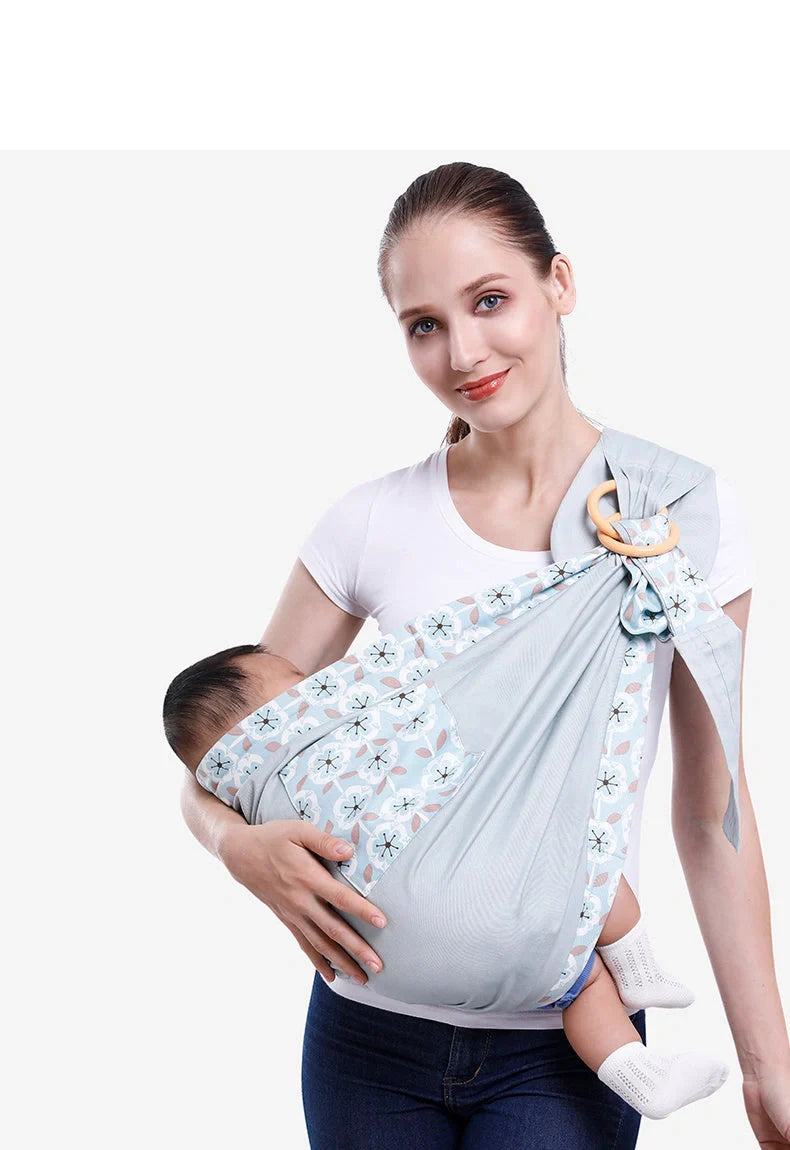 Adjustable baby wrap carrier in various colors for comfortable infant carrying