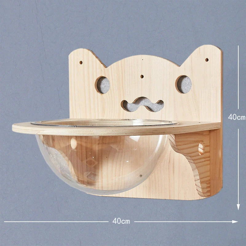 Solid wood wall-mounted cat jumping platform for pet climbing and lounging