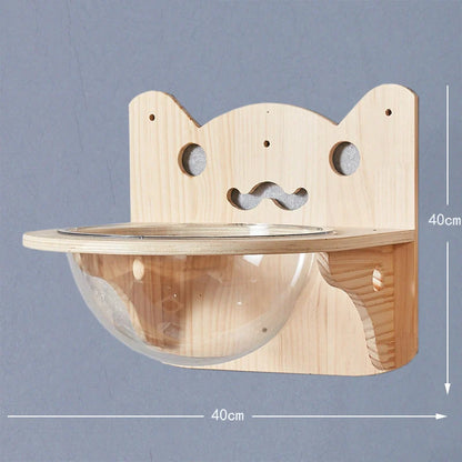 Solid wood wall-mounted cat jumping platform for pet climbing and lounging