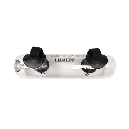 Transparent PVC inflatable water bag dumbbell for adjustable weight training.