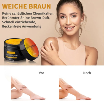 Nourishing suntan cream with nourishing ingredients for an even, radiant skin tone