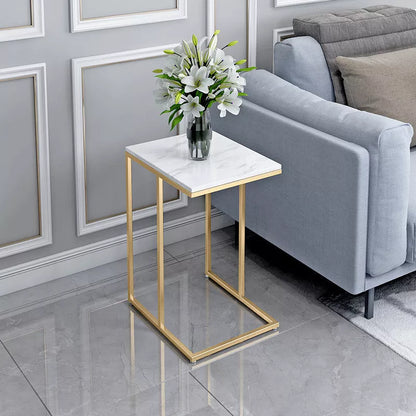 Modern small marble coffee table with metal frame in gold or black