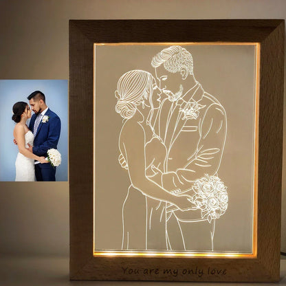 Custom avatar photo frame night light with 7-inch diameter and acrylic lampshade displaying personalised images