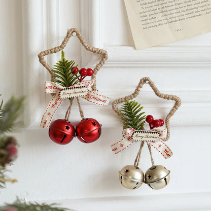 Metal Christmas bell ornament in gold, green, red or silver, single iron hanging decoration