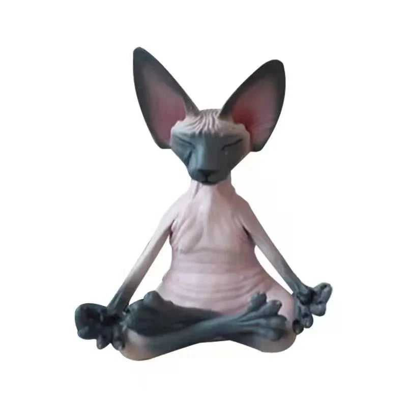 Handcrafted resin Sphinx cat in yoga pose decoration