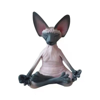 Handcrafted resin Sphinx cat in yoga pose decoration