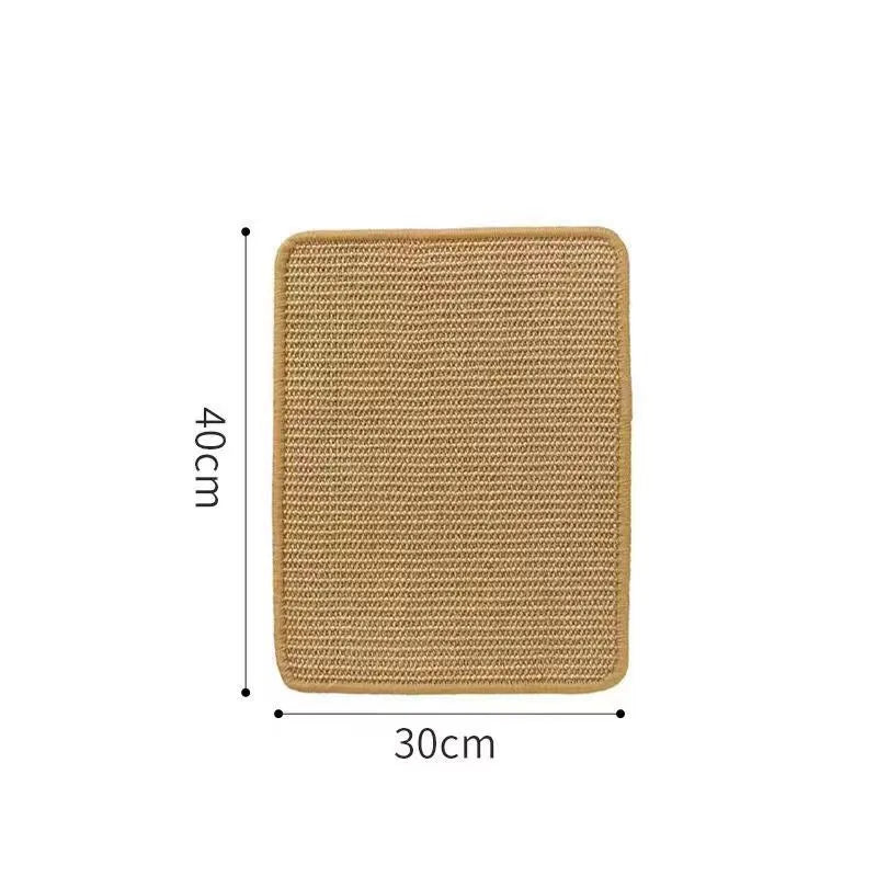 A sisal blanket cat scratch board shown in an angled position, available in large and small size options.
