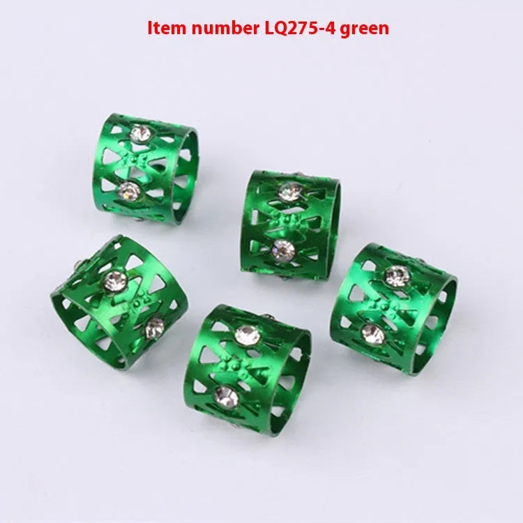 Aluminium wig decoration hair ring with hollow jeweled design in multiple colour options