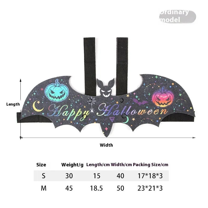 Halloween batwing costume for small pets in felt material with bat wing design