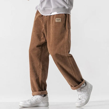 Men's corduroy loose straight trousers in multiple colour options for autumn winter casual wear