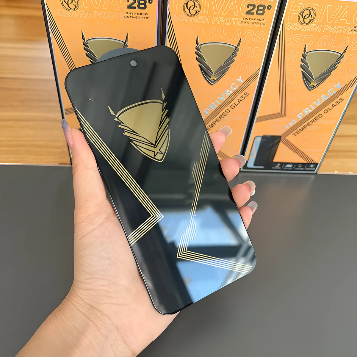 Anti-peep HD glass screen protector with 0.3mm high aluminium glass for iPhone models