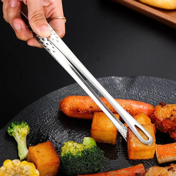 Long Handle Stainless Steel Food Tongs - Premium Cooking Utensil for Versatile Kitchen Tasks
