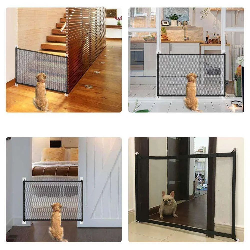 Portable pet fences made of durable iron in a sleek black design, offering versatile size options for secure outdoor enclosures.