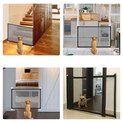 Portable pet fences made of durable iron in a sleek black design, offering versatile size options for secure outdoor enclosures.