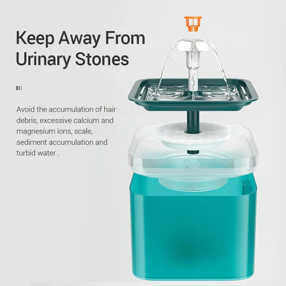 Automatic LED-lit cat water fountain with large capacity reservoir and filtration system