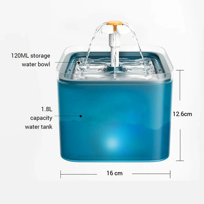 Automatic LED-lit cat water fountain with large capacity reservoir and filtration system