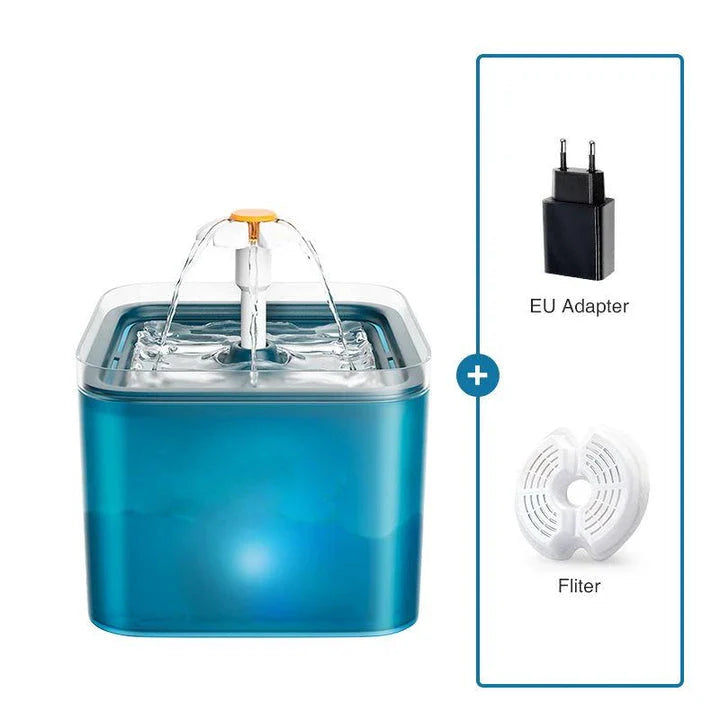 Automatic LED-lit cat water fountain with large capacity reservoir and filtration system