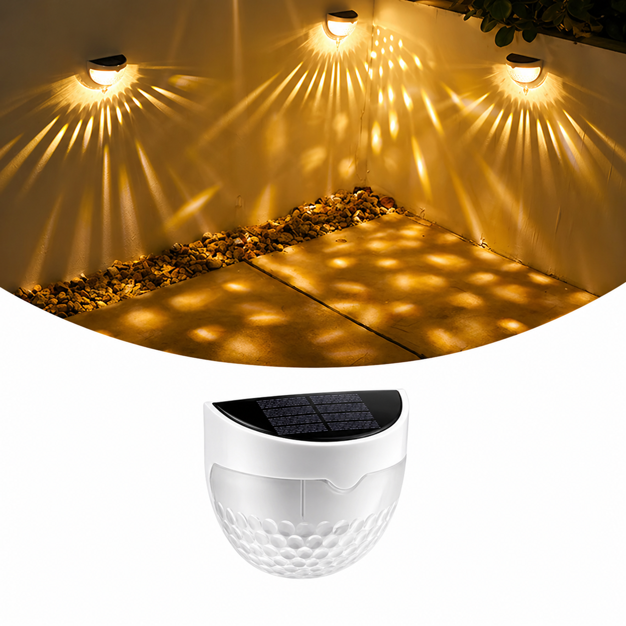 Solar-powered outdoor wall lamp with integrated LED technology providing 8-12 hours of continuous illumination from a single day's solar charge, featuring IP55 waterproof rating for year-round garden use