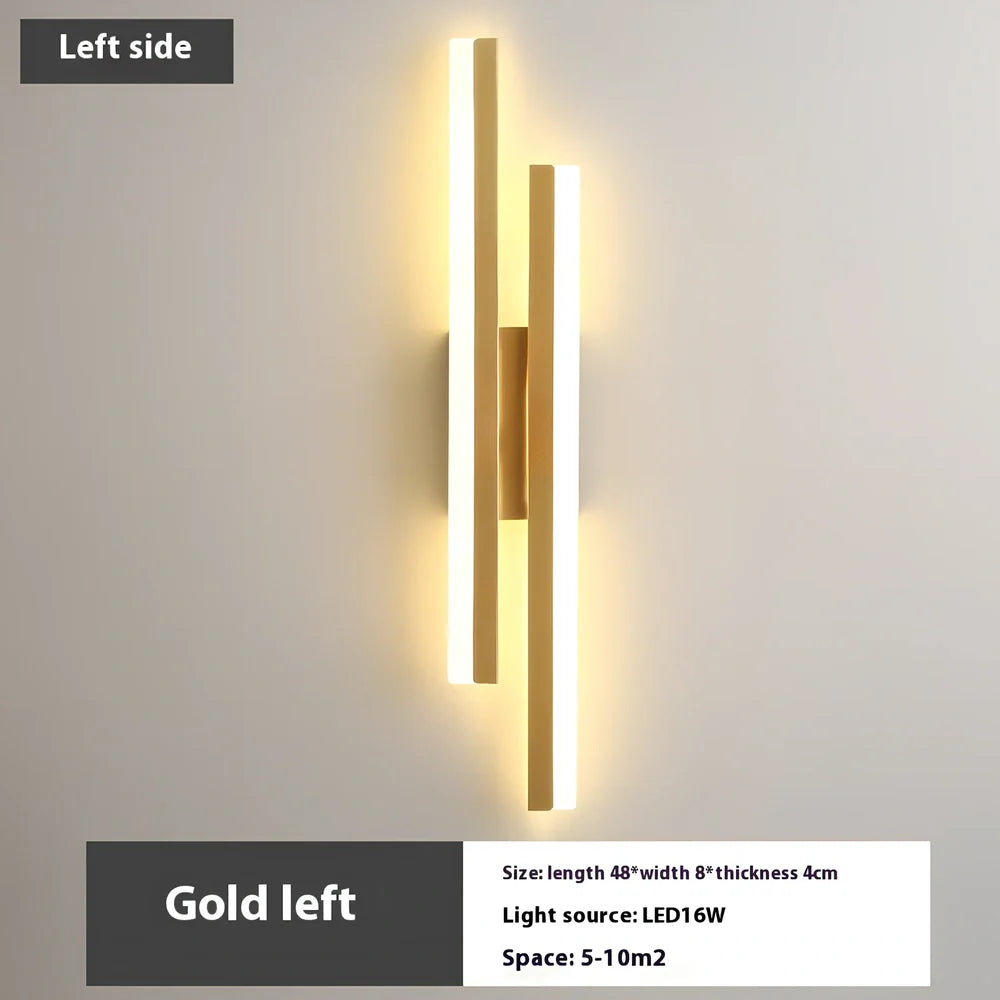 Scandinavian minimalist LED indoor wall light in 50cm black finish with tricolour acrylic shade, 220V powered for home use