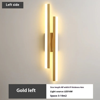 Scandinavian minimalist LED indoor wall light in 50cm black finish with tricolour acrylic shade, 220V powered for home use