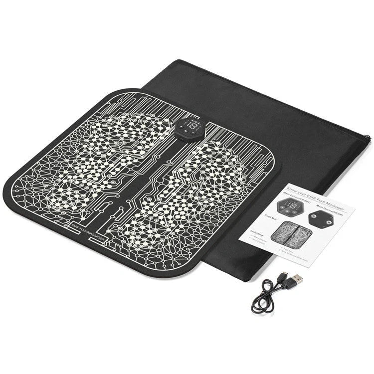 EMS Foot Massager Mat with adjustable modes and USB charging for foot relief