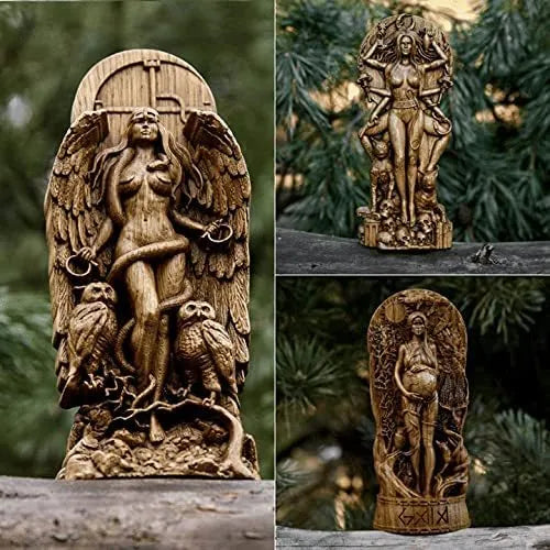 22cm tall resin Greek goddess statue for pagan altars and garden display with three colour options