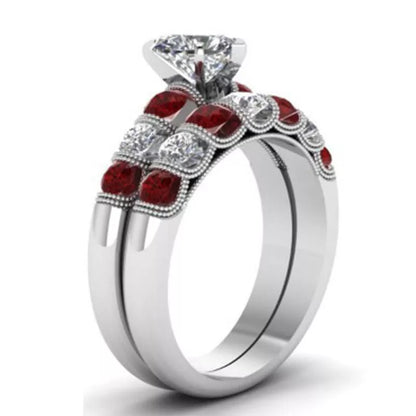 Heart-shaped diamonds fashion set ring in alloy, sizes 6-12