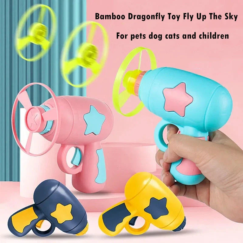 LED Light Flying Saucer Launcher Toy Set with flashing discs for pets and kids