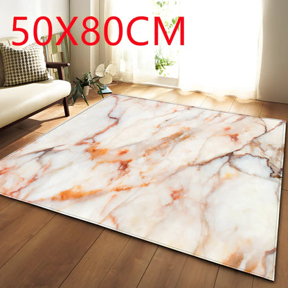 Rectangular polyester fibre carpet with marble pattern in 121.9x160cm and 50x80cm sizes